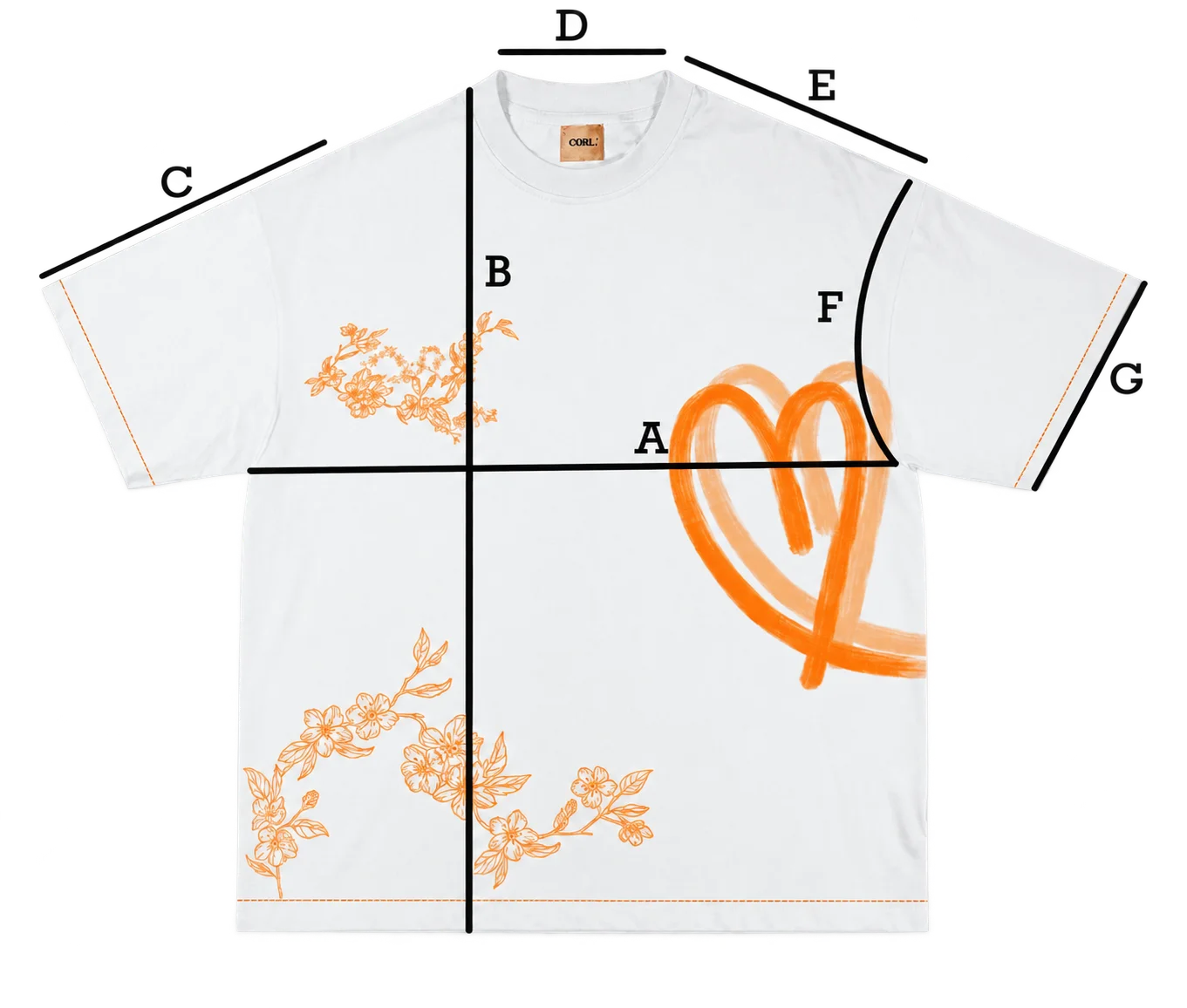 Guide de mesure du T-shirt Genesis — face